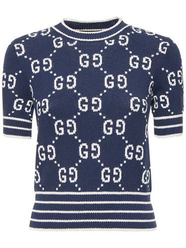 Gg Cotton Blend Knit Top - GUCCI - Modalova