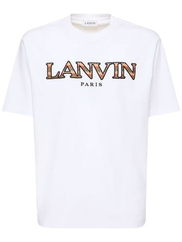 Curb Logo Embroidery Cotton T-shirt - LANVIN - Modalova