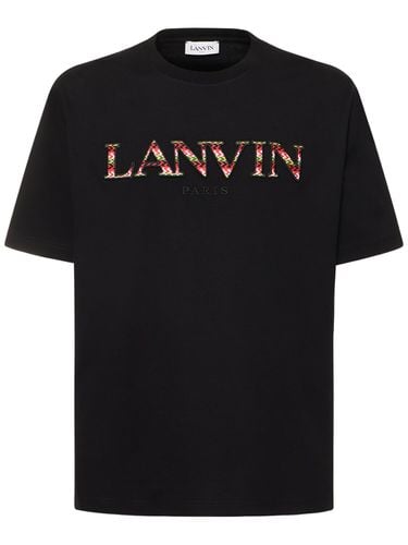 Curb Logo Embroidery Cotton T-shirt - LANVIN - Modalova