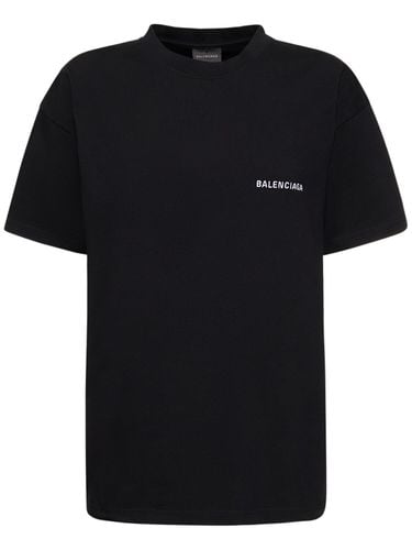 T-shirt Medium Fit In Cotone Con Ricamo - BALENCIAGA - Modalova