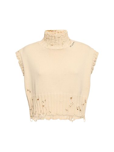 Distressed Cotton Knit Turtleneck Vest - MARNI - Modalova