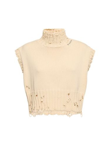 Gilet Collo Alto In Maglia Di Cotone Distressed - MARNI - Modalova