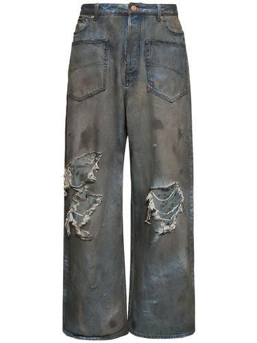 Distressed Baggy Cotton Jeans - BALENCIAGA - Modalova