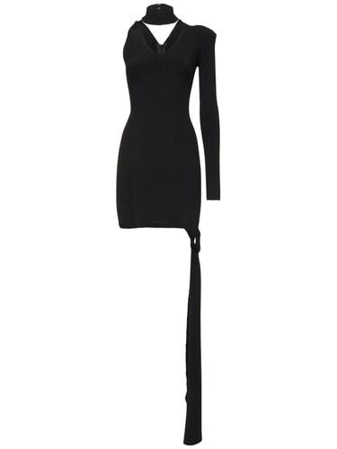 Rib Knit One Sleeve Mini Dress - DAVID KOMA - Modalova