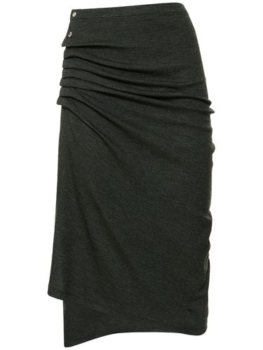 Draped Cotton Blend Jersey Midi Skirt - RABANNE - Modalova