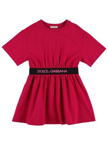 Vestido De Algodón Jersey Con Logo - DOLCE & GABBANA - Modalova