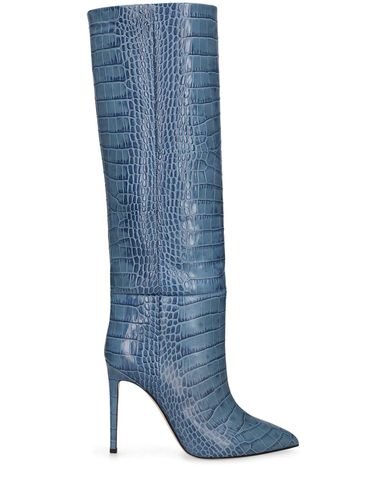 Mm Croc Embossed Leather Tall Boots - PARIS TEXAS - Modalova