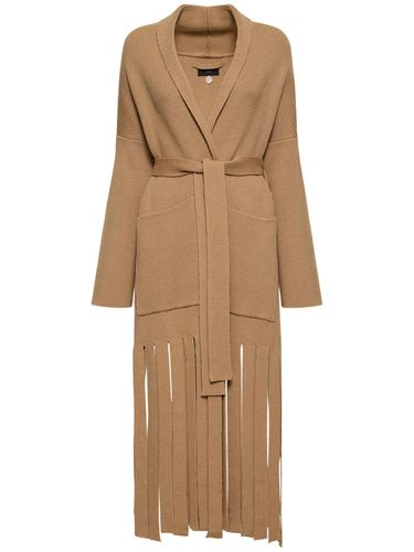 Maxi Fringe Knit Wool Long Coat - ALANUI - Modalova