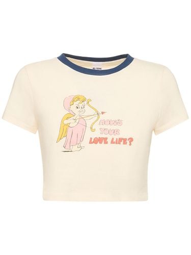 Love Life Printed Cotton Cropped T-shirt - RE/DONE - Modalova