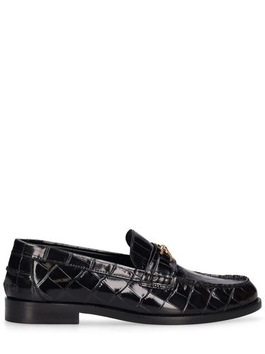 Mm Leather Loafers - VERSACE - Modalova