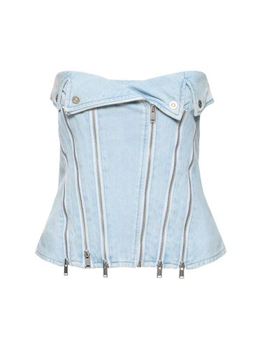 Strapless Cotton Denim Zip Corset - DION LEE - Modalova