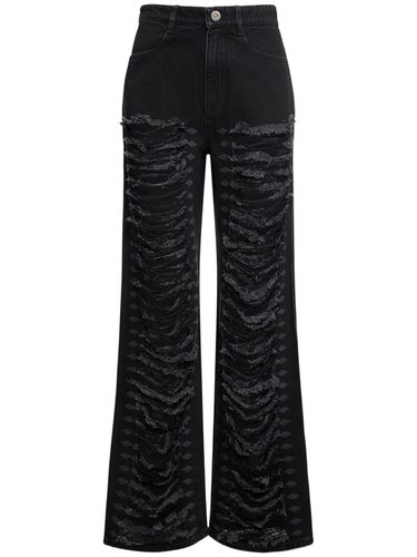 Distressed Cotton Denim Wide Jeans - DION LEE - Modalova