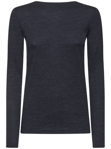 Long Sleeved Boat Neck Wool Top - TOTEME - Modalova