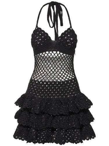 Cotton Crochet Halter Neck Mini Dress - OSCAR DE LA RENTA - Modalova