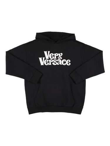 Sudadera De Algodón Con Logo Bordado Y Capucha - VERSACE - Modalova