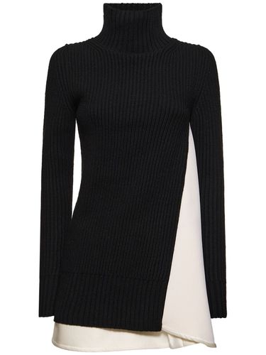 Vestito In Maglia Di Lana A Costine E Neoprene - SACAI - Modalova