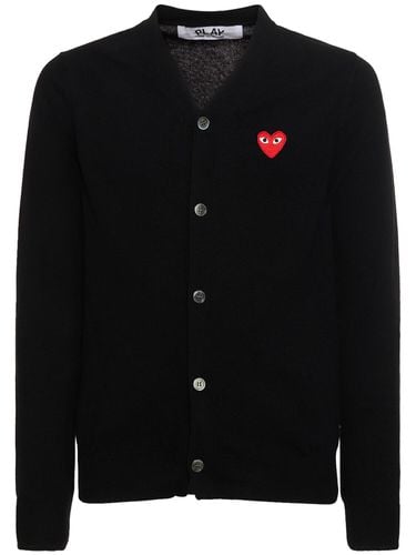 Cardigan Red Emblem In Maglia Di Lana / Logo - COMME DES GARÇONS PLAY - Modalova