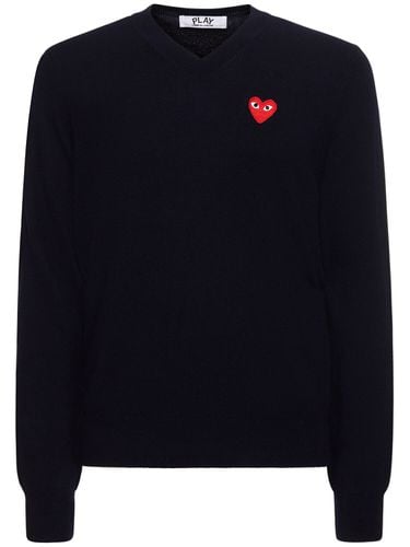 Play Logo Knit Wool V-neck Sweater - COMME DES GARÇONS PLAY - Modalova