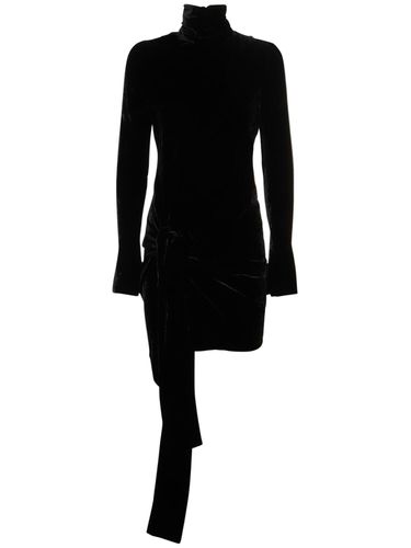 Velvet Turtleneck Mini Dress W/ Knot - PETAR PETROV - Modalova