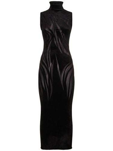 Vestido De Terciopelo Y Tul Con Cuello Alto - MUGLER - Modalova