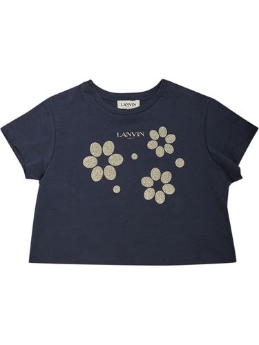 Camiseta Cropped Jersey De Algodón Estampada - LANVIN - Modalova