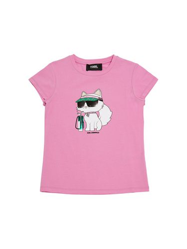 Camiseta De Jersey De Algodón Estampada - KARL LAGERFELD - Modalova