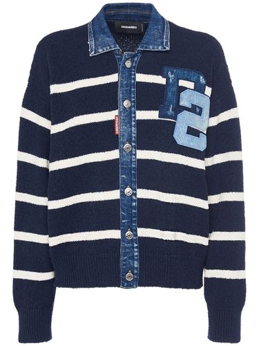 Cardigan In Maglia Di Cotone E Denim - DSQUARED2 - Modalova