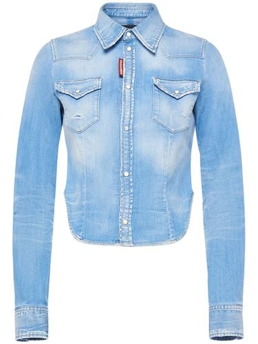 Kürzeres Hemd Aus Baumwolldenim - DSQUARED2 - Modalova