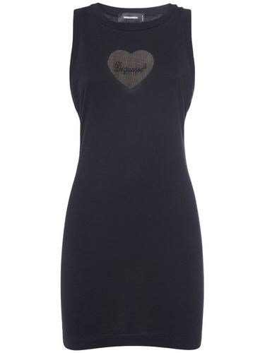 Cotton Jersey Mini Dress W/logo Heart - DSQUARED2 - Modalova