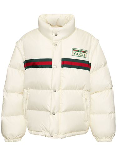 Padded Nylon Down Jacket W/web - GUCCI - Modalova