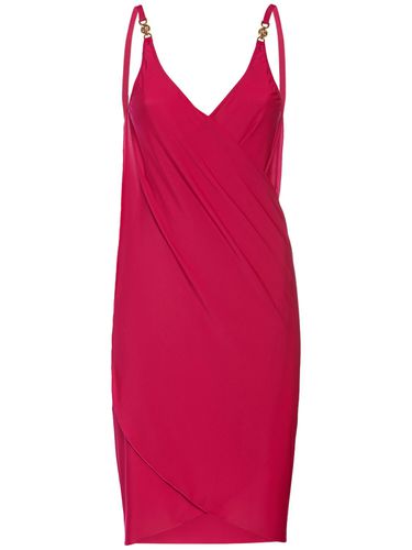 Vestido Corto De Jersey Drapeado - VERSACE - Modalova