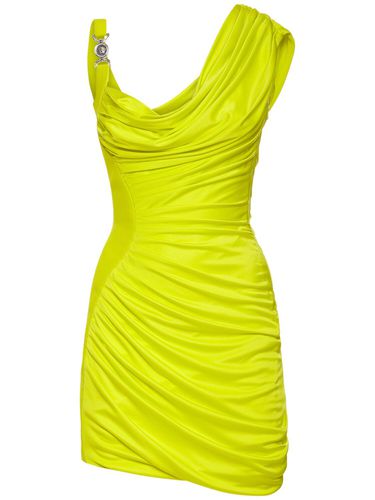 Vestido Corto De Jersey Drapeado - VERSACE - Modalova