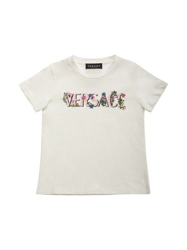 Camiseta De Jersey De Algodón Con Logo - VERSACE - Modalova