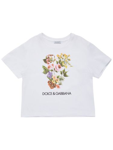 Camiseta De Jersey De Algodón Estampada - DOLCE & GABBANA - Modalova