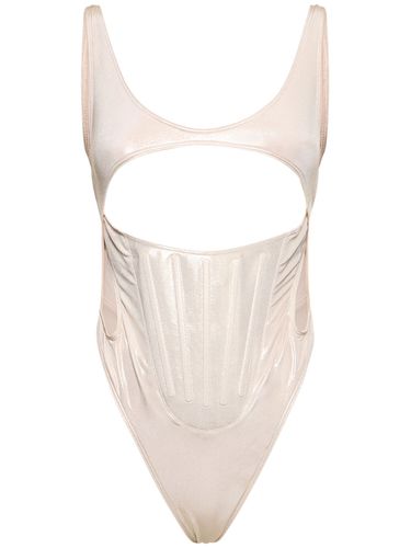 Lamé Jersey Cutout One Piece Swimsuit - MUGLER - Modalova