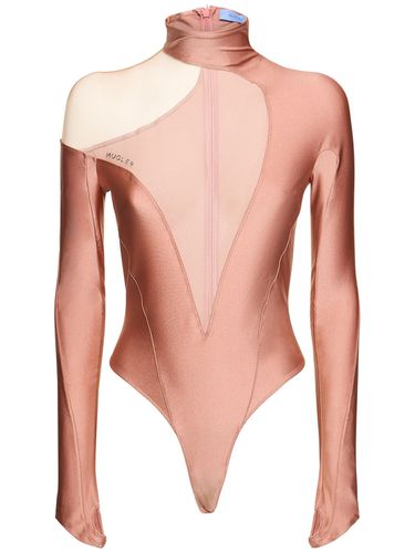 Body De Lycra Con Cuello Vuelto Y Abertura - MUGLER - Modalova