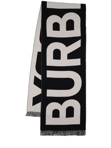 Logo Knit Wool Scarf - BURBERRY - Modalova