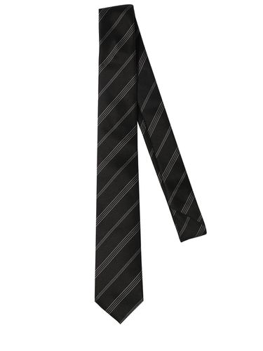 Cm Double Striped Silk Tie - SAINT LAURENT - Modalova