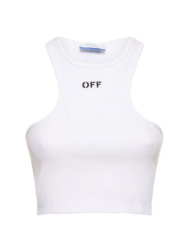 Crop-top Aus Baumwollmischung Mit Logo - OFF-WHITE - Modalova