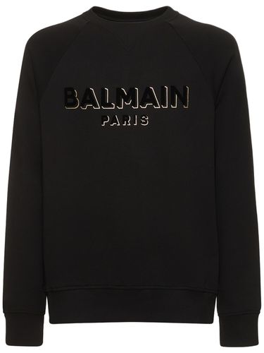 Felpa Floccata Con Logo - BALMAIN - Modalova