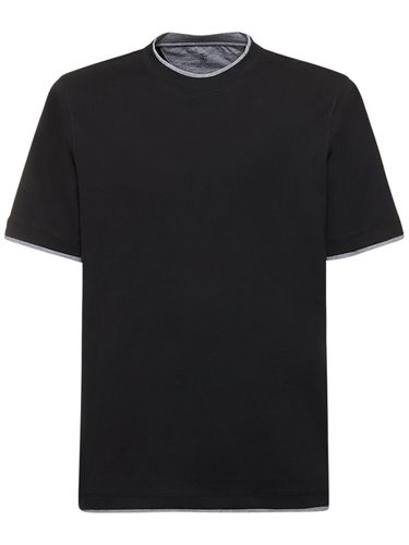 Layered Cotton Jersey Solid T-shirt - BRUNELLO CUCINELLI - Modalova