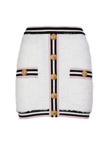 Maze Monogram Cotton Blend Mini Skirt - BALMAIN - Modalova