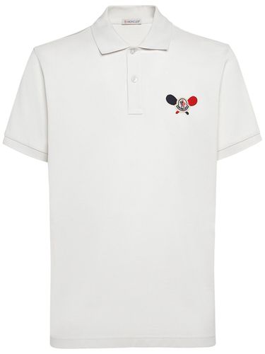 Polo De Algodón Con Parche - MONCLER - Modalova