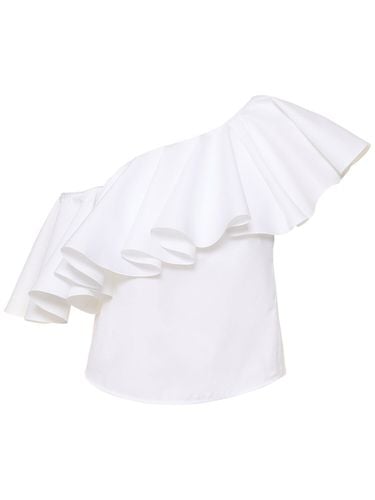 Ruffled Cotton Poplin One Shoulder Top - GIAMBATTISTA VALLI - Modalova