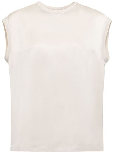 Stretch Silk Satin Sleeveless Top - BRUNELLO CUCINELLI - Modalova