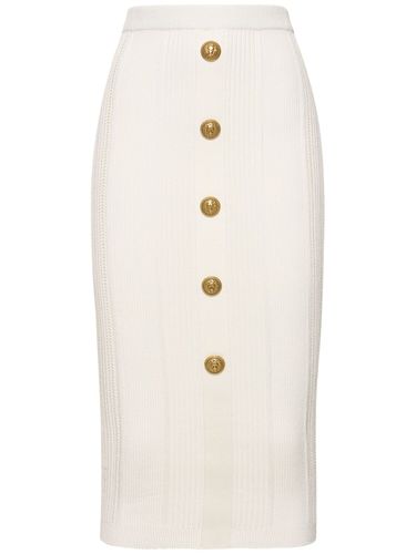 Falda Midi De Punto Con Decoraciones - BALMAIN - Modalova