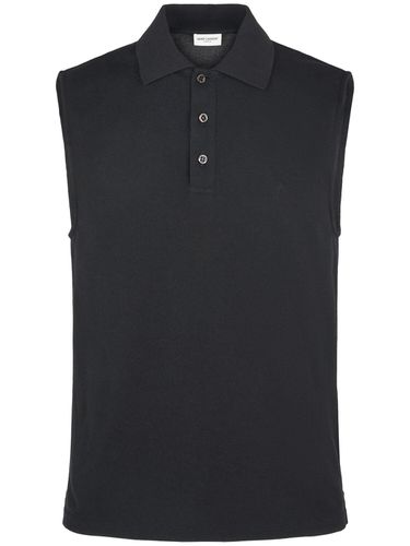 Polo De Algodón Sin Mangas - SAINT LAURENT - Modalova