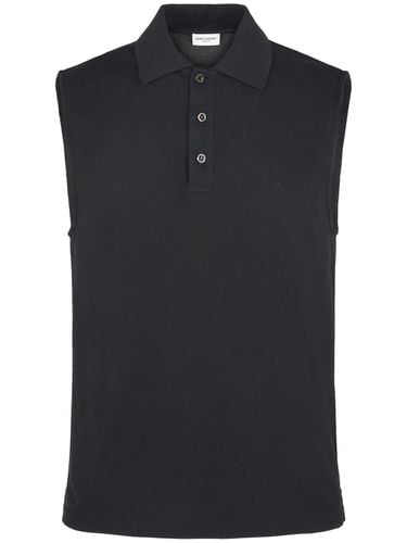 Polo Senza Maniche Cassandre In Misto Cotone - SAINT LAURENT - Modalova