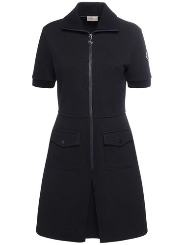 Stretch Cotton Blend Piquet Polo Dress - MONCLER - Modalova