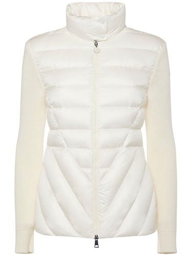 Padded Wool Blend Down Cardigan - MONCLER - Modalova